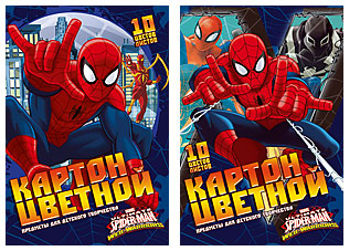 Картон цветной 10л 10цв (2 мет) Spiderman 200х290 игровой набор для детск творч