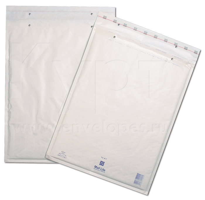 Пакет почтовый бумажный 370х480мм, белый, с воздушной подушкой, стрип лента