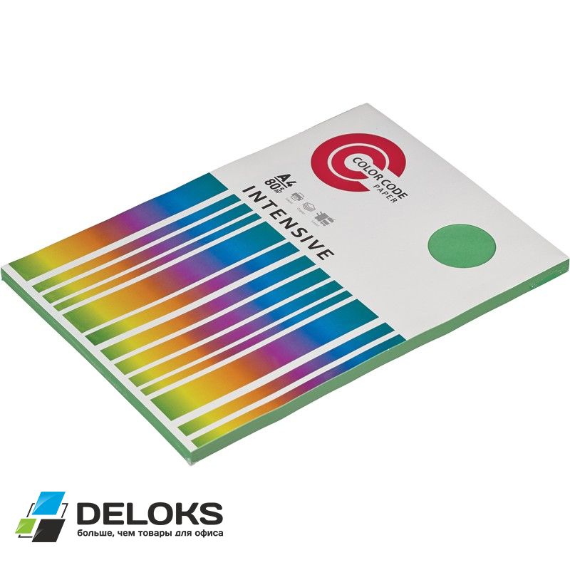 Бумага А4 80г/кв.м ColorCode, интенсив, зеленый, 100л