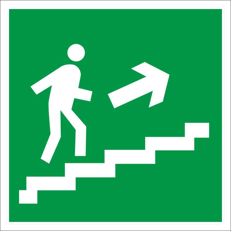 Знак эвакуационный "Направление к эвак. выходу по лестнице направо вверх", 200х200мм, самокл.