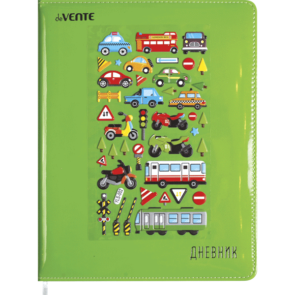 Дневник школьный deVente Green&Puffy sticker тверд.обл. из искусственной кожи с поролоном , с накл.