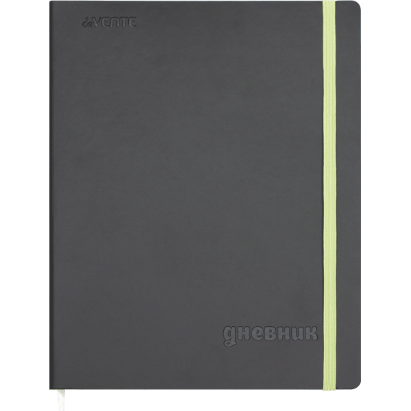Дневник школьный deVente Black&Greenl твердая обложка из искусственной кожи, с резинкой