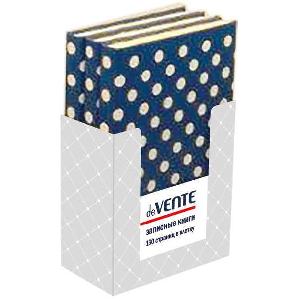 Записная книжка B7 (90х120мм), 80л, deVENTE, 7БЦ, клетка, картон, 7БЦ, синяя в белый горошек