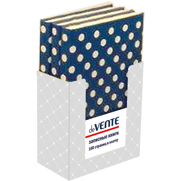 Записная книжка А7 (65х100мм), 80л, deVENTE, клетка, картон, 7БЦ, синяя в белый горошек